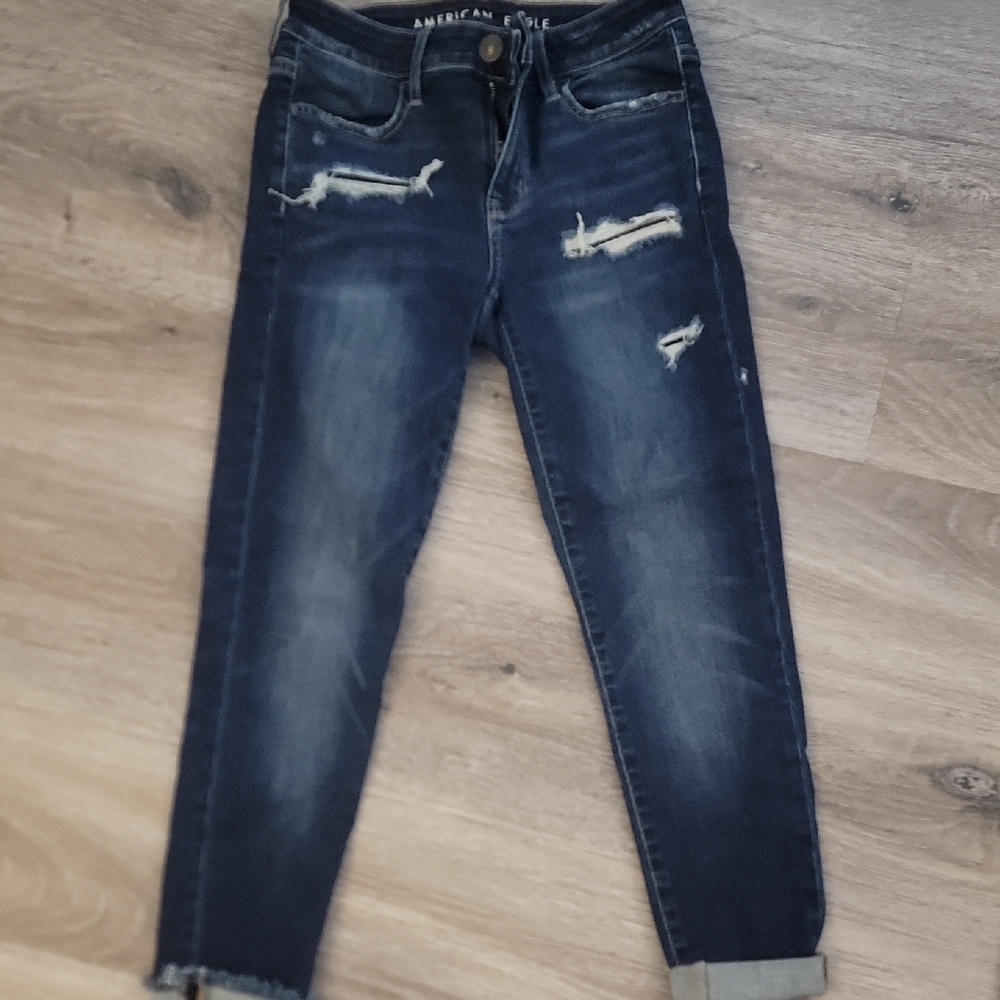 American Eagle Outfitters Blue Distressed Denim Jeans